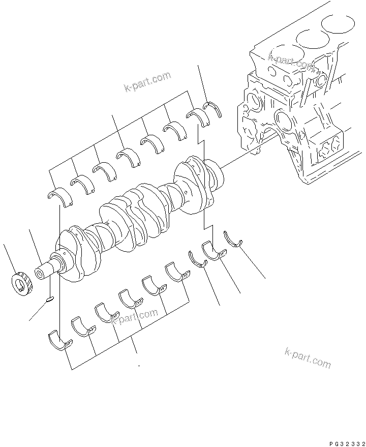 Komatsu parts book diagram for 6D95L-1AC-E S/N 96999-UP: CRANKSHAFT