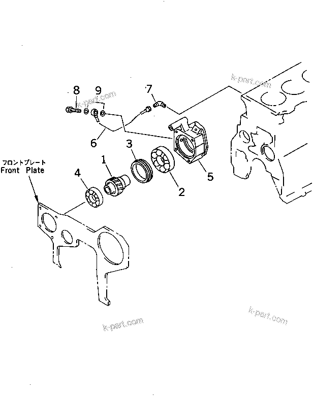 Komatsu parts book diagram for 6D95L-1AC-E S/N 96999-UP: FRONT POWER TAKE OFF