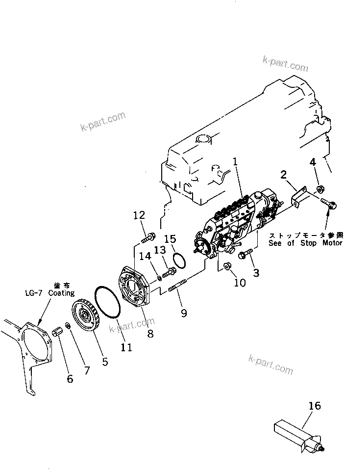 Komatsu parts book diagram for 6D95L-1AC-E S/N 96999-UP: FUEL INJECTION PUMP MOUNTING(#100413-)
