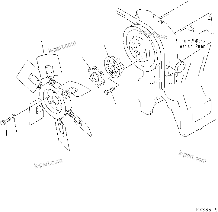 Komatsu parts book diagram for 6D95L-1AC-E S/N 96999-UP: COOLING FAN (REVERSIBLE FAN TYPE)
