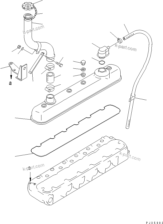 Komatsu parts book diagram for 6D105-1M-F S/N 15149-UP: CYLINDER HEAD COVER(#79363-)
