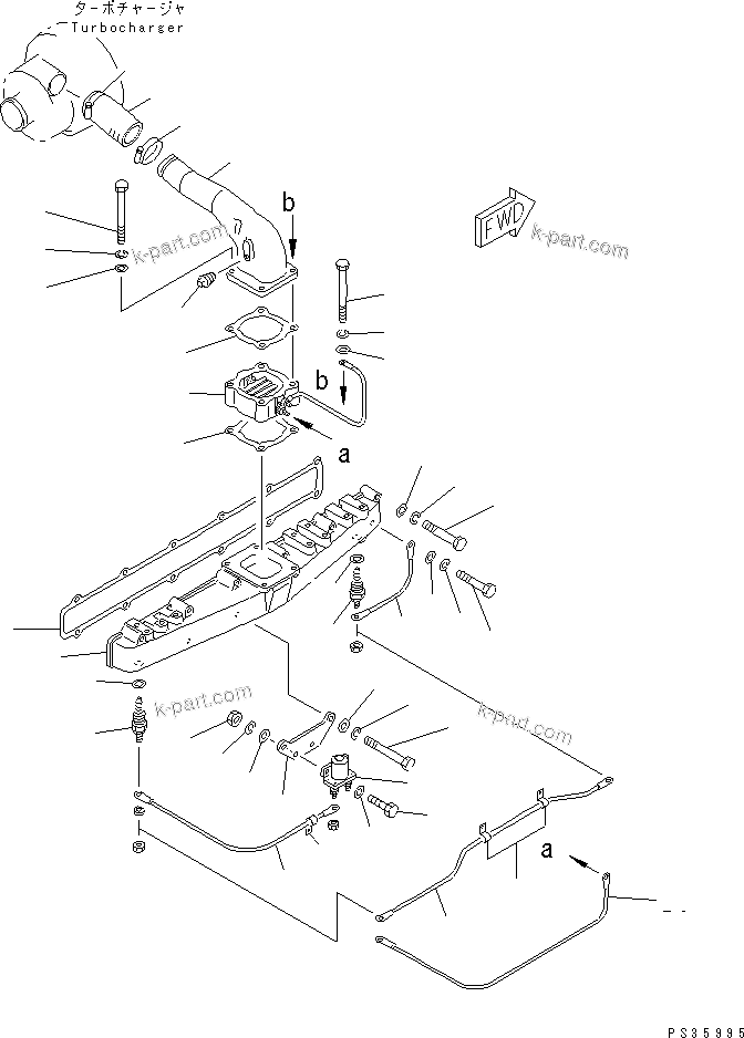 Komatsu parts book diagram for 6D105-1M-F S/N 15149-UP: AIR INTAKE MANIFOLD AND CONNECTION (HIGH ALTITUDE SPEC.)(#55043-)