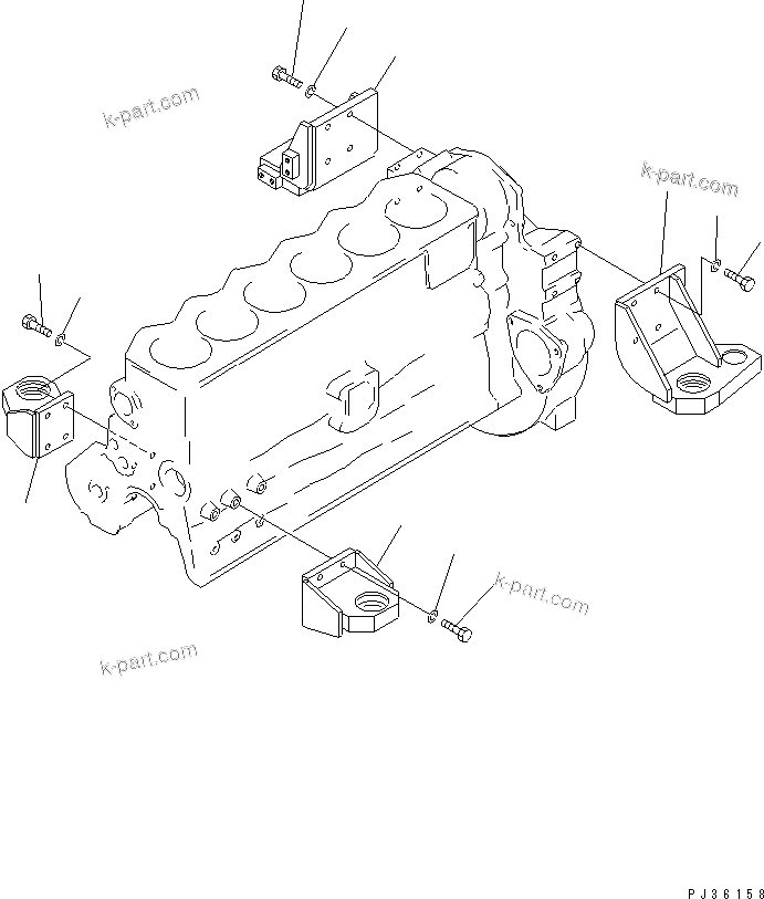Komatsu parts book diagram for 6D105-1M-F S/N 15149-UP: ENGINE SUPPORT