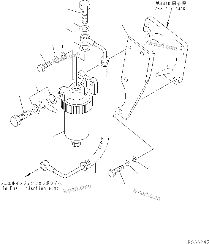 Komatsu parts book diagram for 6D105-1M-F S/N 15149-UP: WATER SEPARATOR AND MOUNTING (FOR PAKISTAN)(#86581-)