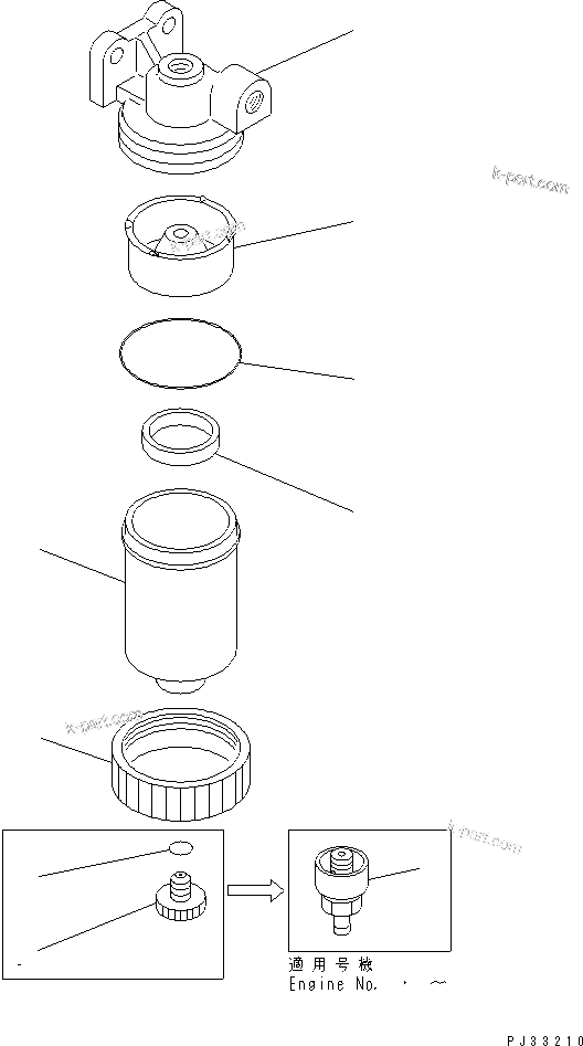 Komatsu parts book diagram for 6D105-1M-F S/N 15149-UP: WATER SEPARATOR