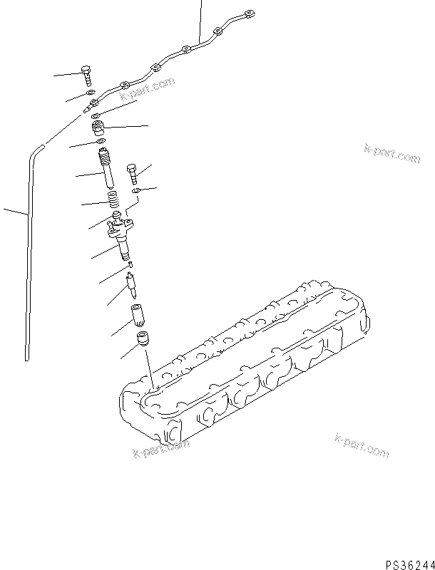 Komatsu parts book diagram for 6D105-1M-F S/N 15149-UP: FUEL NOZZLE AND SPILL PIPE(#50001-)
