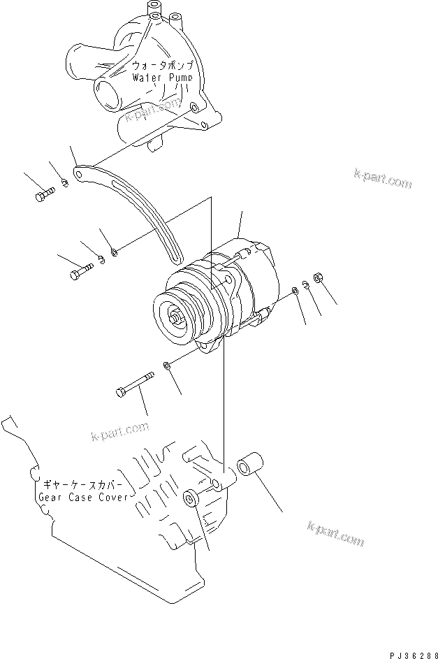 Komatsu parts book diagram for 6D105-1M-F S/N 15149-UP: ALTERNATOR AND MOUNTING (25A)
