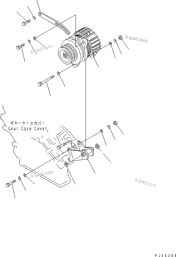 Komatsu parts book diagram for 6D105-1M-F S/N 15149-UP: ALTERNATOR AND MOUNTING (35A) (HARDENING PULLEY TYPE)