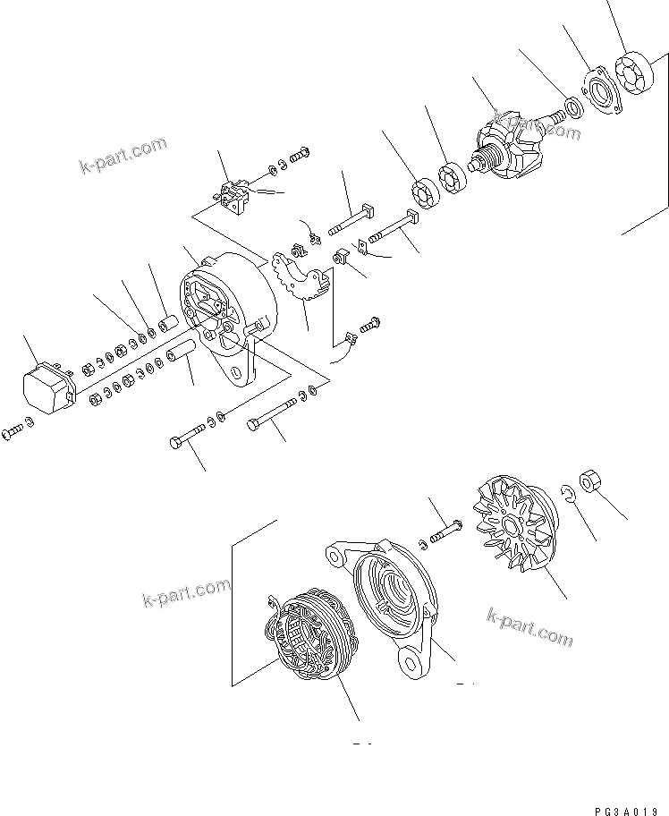 Komatsu parts book diagram for 6D105-1M-F S/N 15149-UP: ALTERNATOR (25A)(#15149-68686)