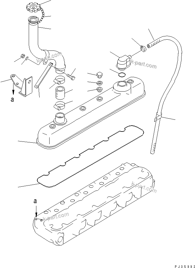 Komatsu parts book diagram for 6D105-1M-P S/N 15149-UP: CYLINDER HEAD COVER(#79363-)