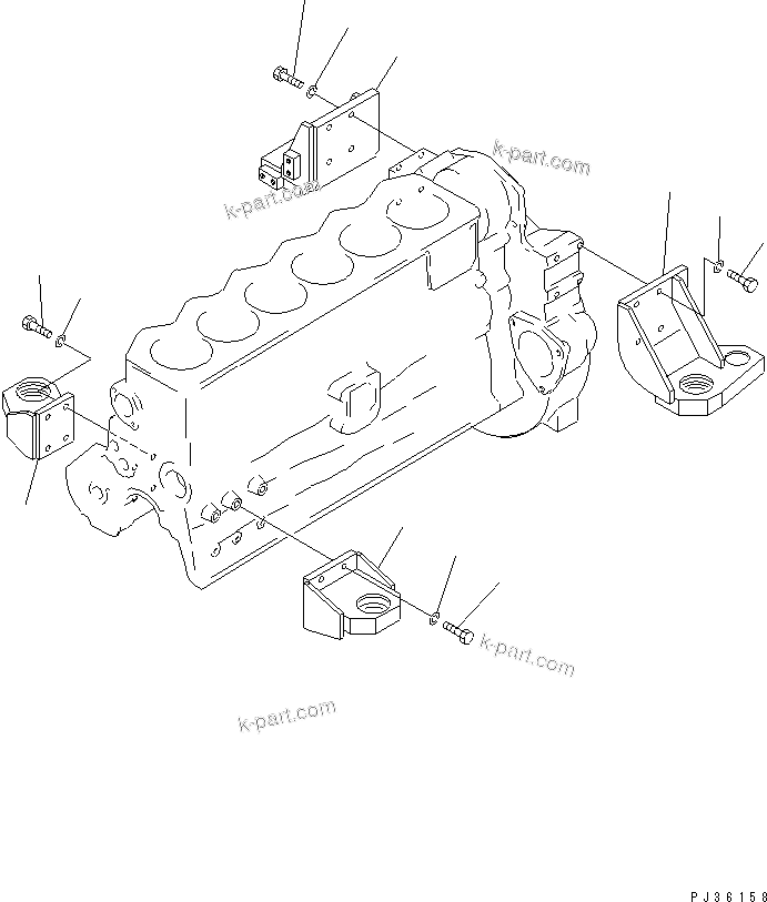 Komatsu parts book diagram for 6D105-1M-P S/N 15149-UP: ENGINE SUPPORT