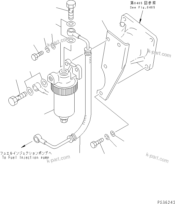 Komatsu parts book diagram for 6D105-1M-P S/N 15149-UP: WATER SEPARATOR AND MOUNTING (FOR PAKISTAN)(#86581-)