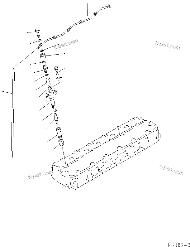 Komatsu parts book diagram for 6D105-1M-P S/N 15149-UP: FUEL NOZZLE AND SPILL PIPE(#15149-49999)