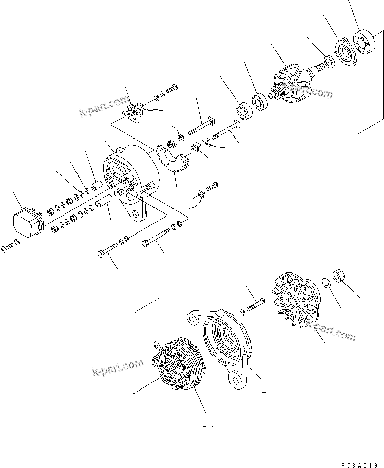 Komatsu parts book diagram for 6D105-1M-P S/N 15149-UP: ALTERNATOR (25A)(#15149-68686)