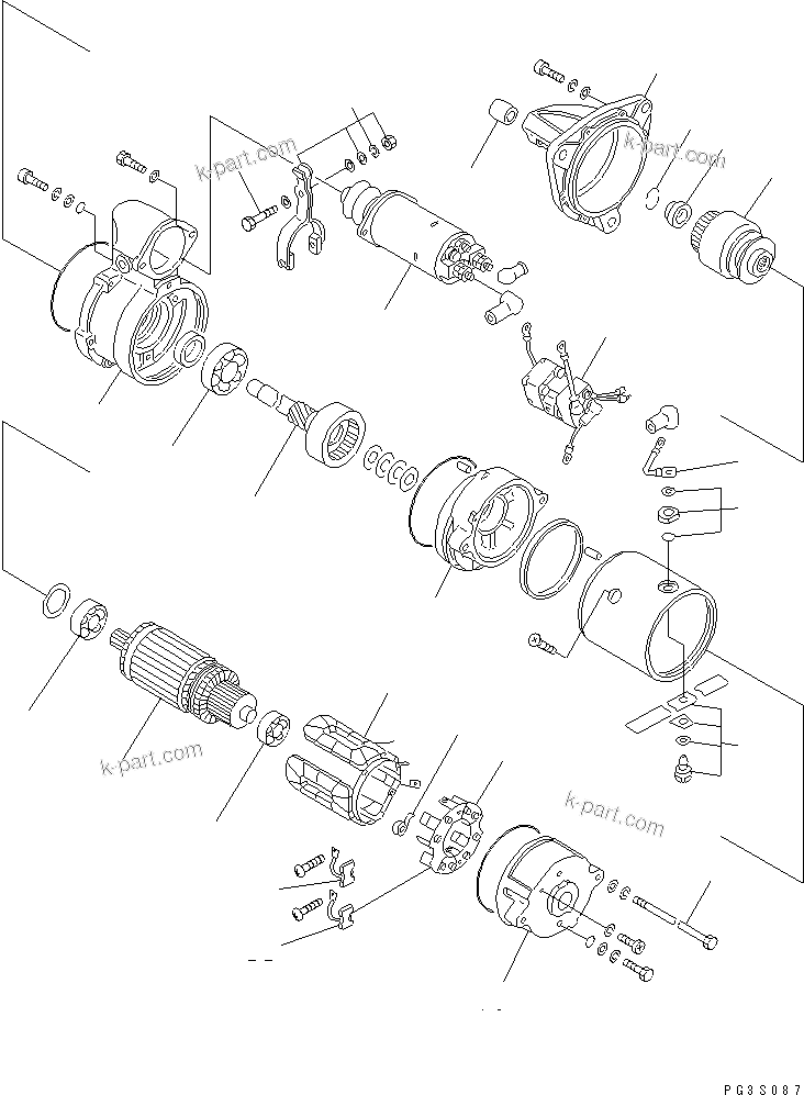 Komatsu parts book diagram for 6D105-1M-P S/N 15149-UP: STARTING MOTOR (5.5KW)(#81559-)