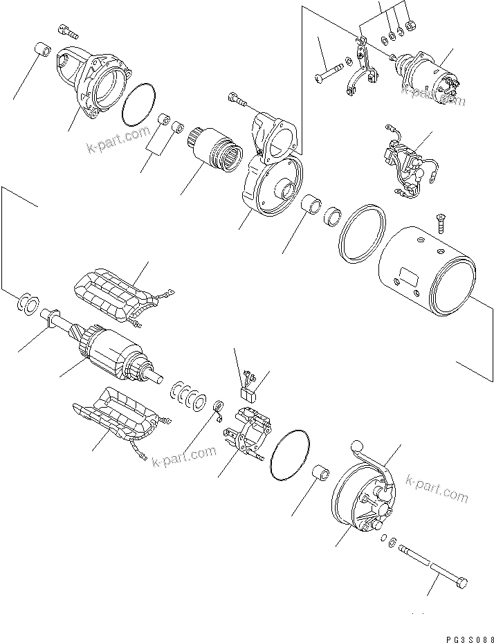 Komatsu parts book diagram for 6D105-1M-P S/N 15149-UP: STARTING MOTOR (7.5KW) (BAD CHECK AND LARGE CAPACITY TYPE)