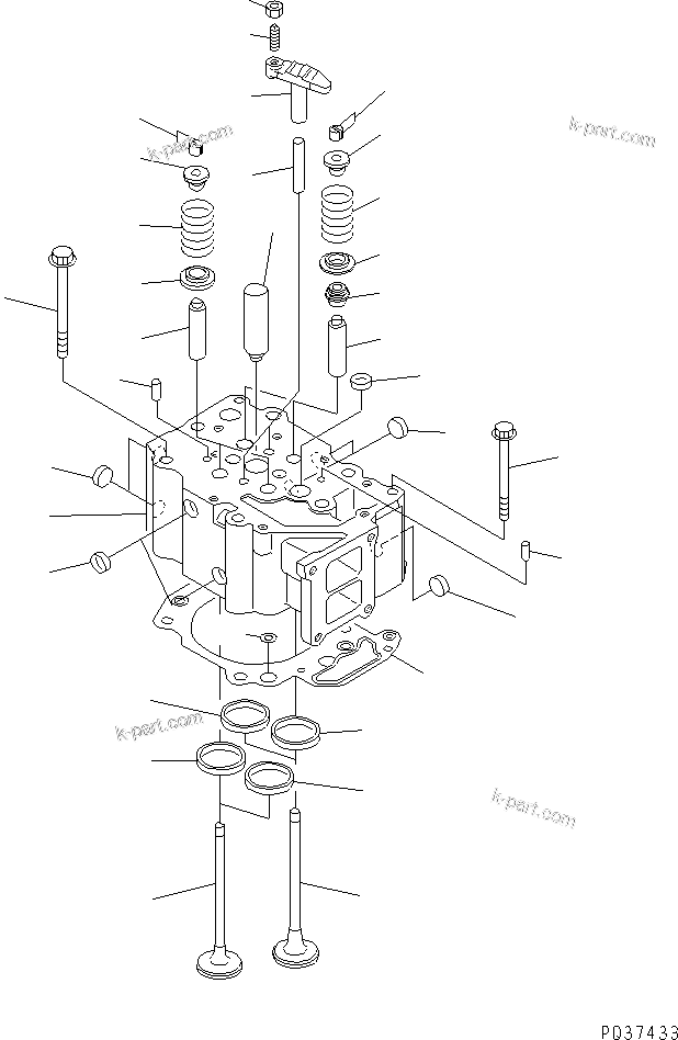 Komatsu parts book diagram for 6D125-1C S/N 10001-UP: CYLINDER HEAD(#10001-26915)