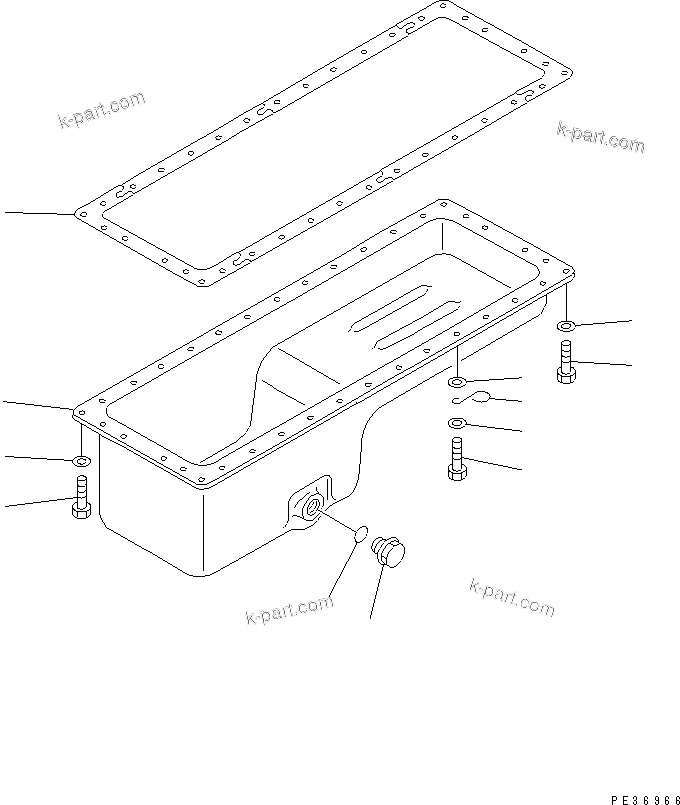 Komatsu parts book diagram for 6D125-1C S/N 10001-UP: OIL PAN