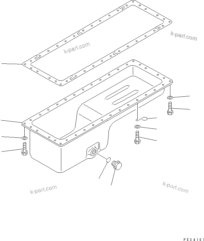 Komatsu parts book diagram for 6D125-1C S/N 10001-UP: OIL PAN (FOR TRIMMING DOZER)