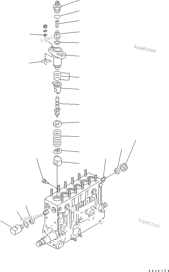 Komatsu parts book diagram for 6D125-1C S/N 10001-UP: FUEL INJECTION PUMP (PUMP) (2/2)(#10001-11478)