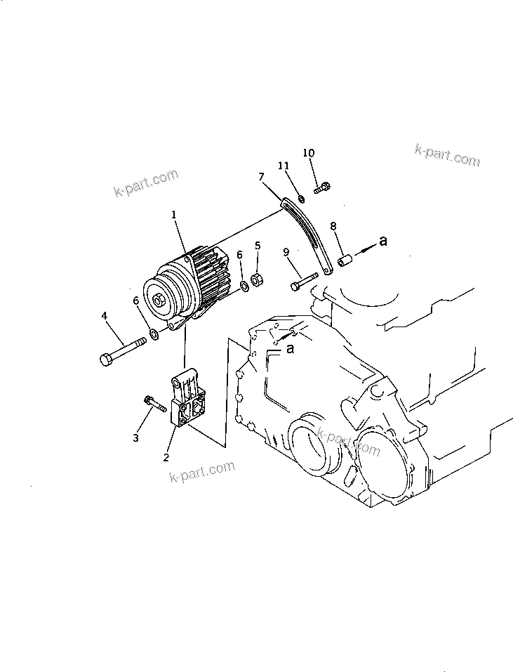 Komatsu parts book diagram for 6D125-1C S/N 10001-UP: ALTERNATOR AND MOUNTING