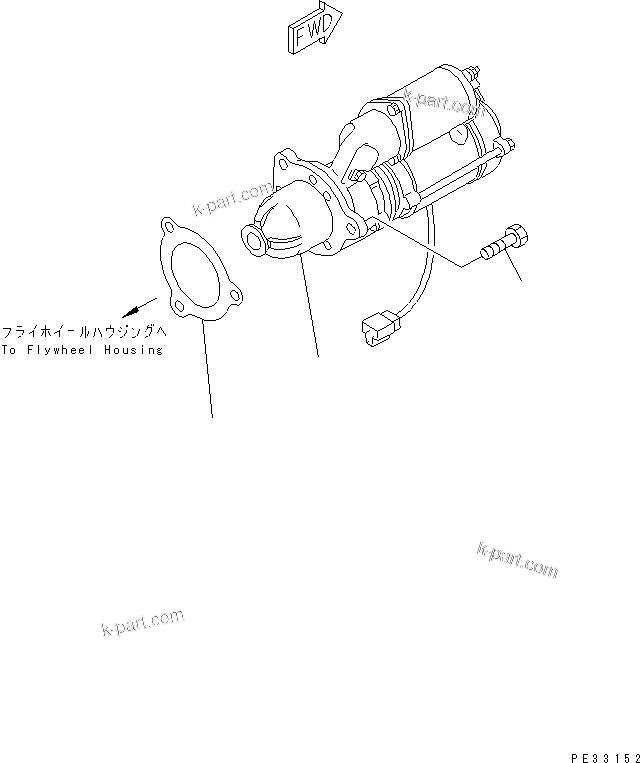 Komatsu parts book diagram for 6D125-1C S/N 10001-UP: STARTING MOTOR AND MOUNTING