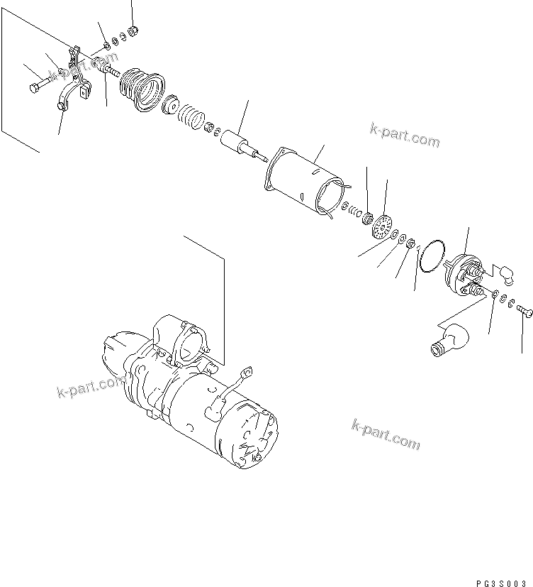 Komatsu parts book diagram for 6D125-1C S/N 10001-UP: STARTING MOTOR (7.5KW) (2/2)