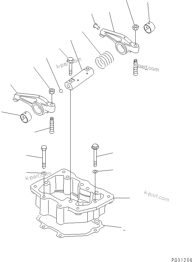 Komatsu parts book diagram for 6D125-1D S/N 10001-UP: ROCKER ARM AND HOUSING
