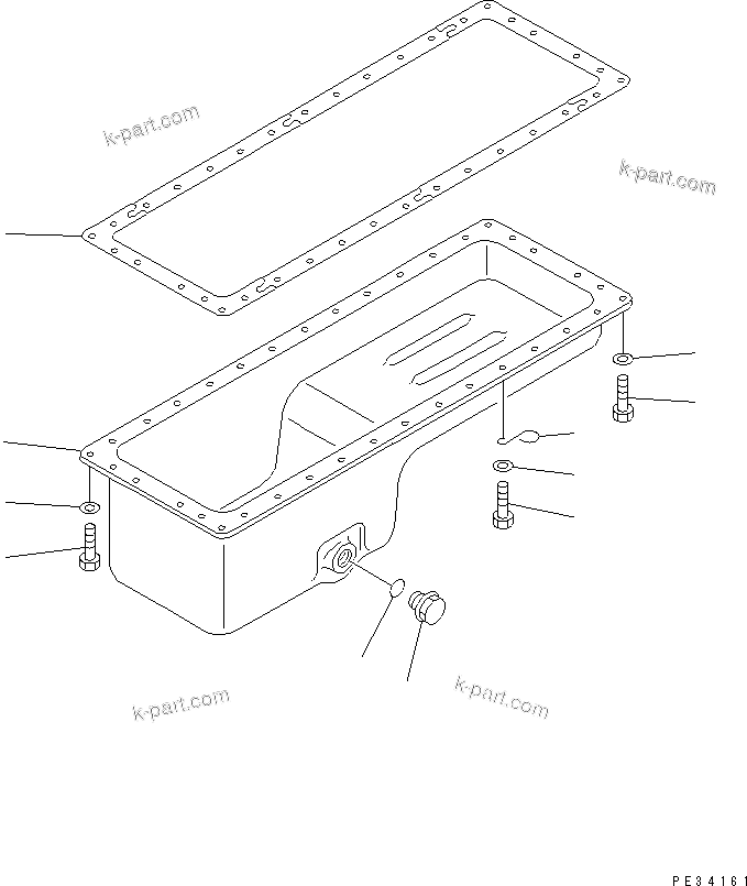 Komatsu parts book diagram for 6D125-1D S/N 10001-UP: OIL PAN (FOR TRIMMING DOZER)