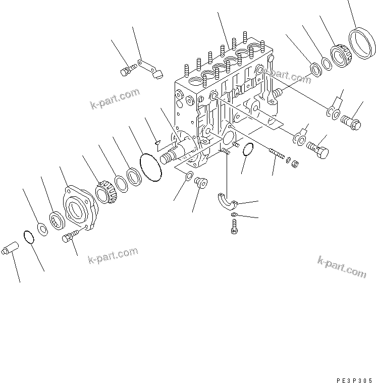 Komatsu parts book diagram for 6D125-1D S/N 10001-UP: FUEL INJECTION PUMP (PUMP) (1/2)(#10001-11478)