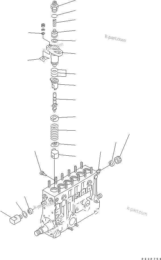 Komatsu parts book diagram for 6D125-1D S/N 10001-UP: FUEL INJECTION PUMP (PUMP) (2/2)(#10001-11478)