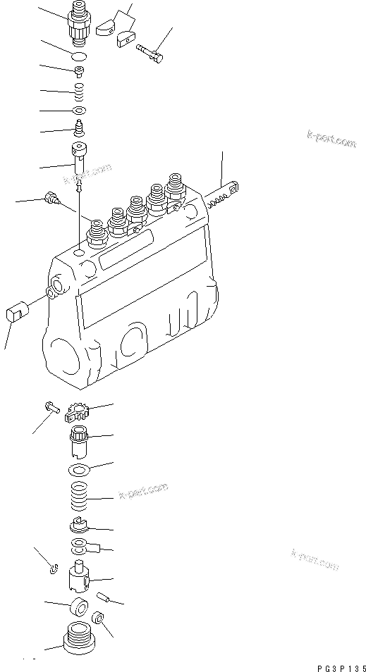 Komatsu parts book diagram for 6D125-1D S/N 10001-UP: FUEL INJECTION PUMP (PUMP) (2/2)(#11479-)