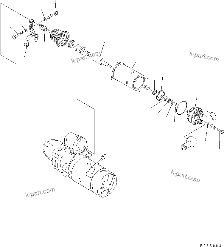 Komatsu parts book diagram for 6D125-1D S/N 10001-UP: STARTING MOTOR (7.5KW) (2/2)