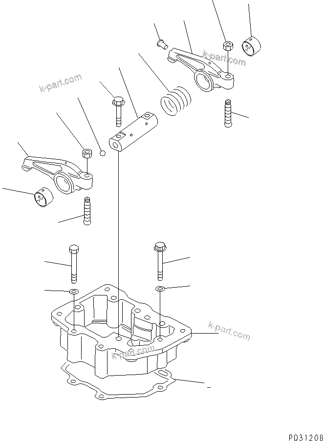 Komatsu parts book diagram for 6D125-1D S/N 10001-UP: ROCKER ARM AND HOUSING