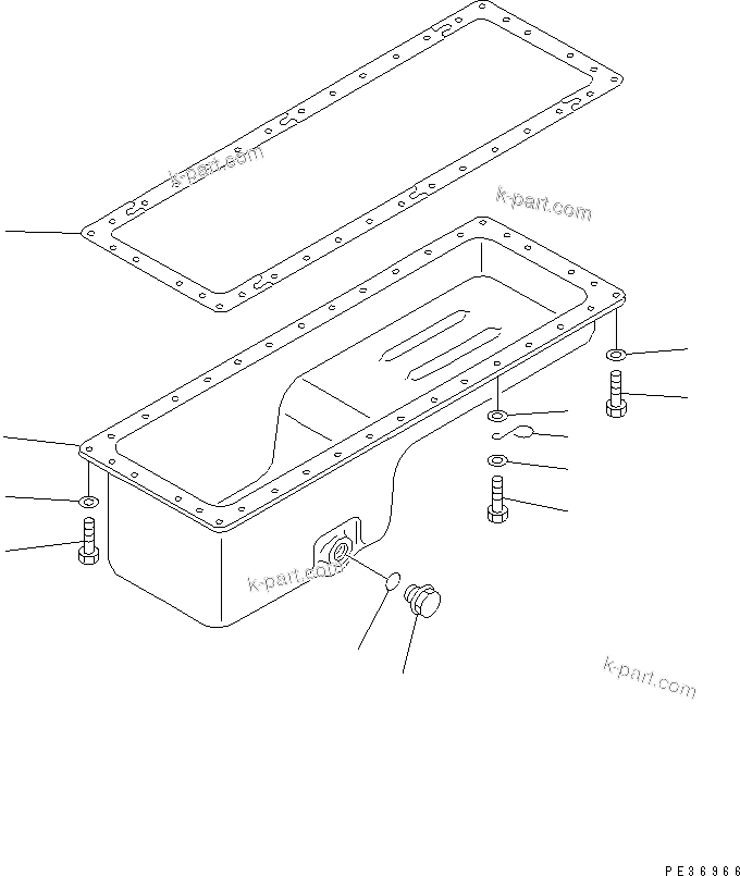 Komatsu parts book diagram for 6D125-1D S/N 10001-UP: OIL PAN