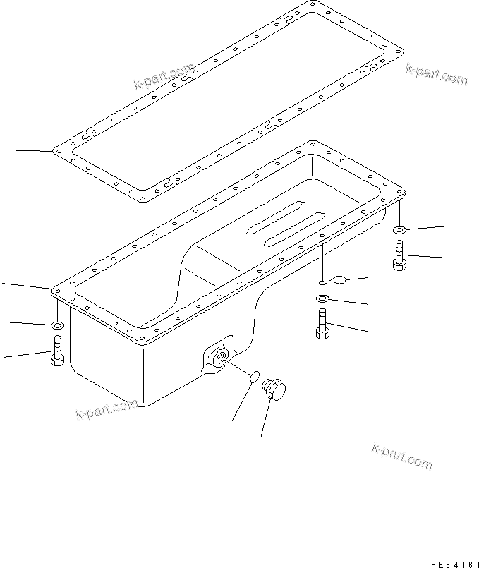Komatsu parts book diagram for 6D125-1D S/N 10001-UP: OIL PAN (FOR TRIMMING DOZER)