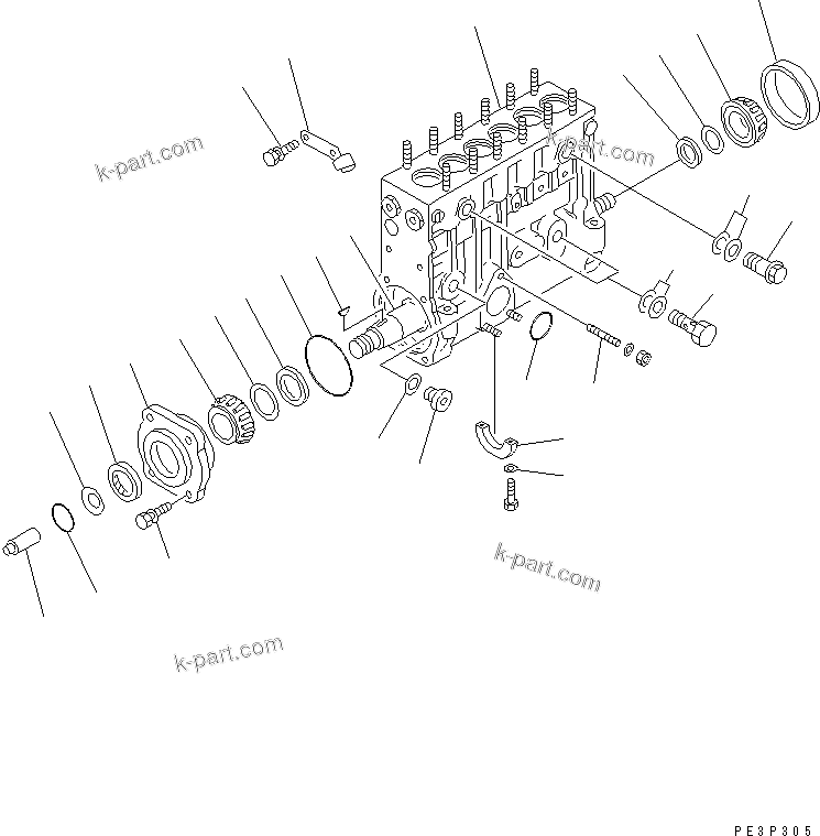 Komatsu parts book diagram for 6D125-1D S/N 10001-UP: FUEL INJECTION PUMP (PUMP) (1/2)(#10001-11478)