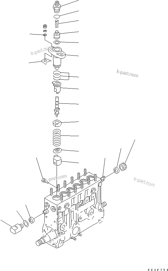 Komatsu parts book diagram for 6D125-1D S/N 10001-UP: FUEL INJECTION PUMP (PUMP) (2/2)(#10001-11478)