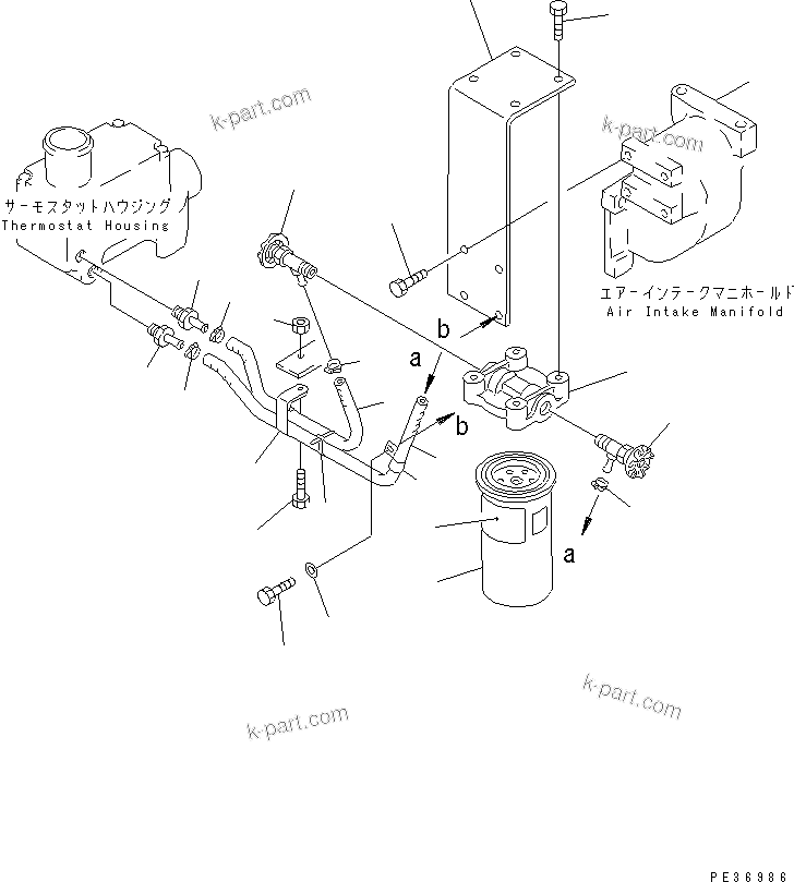 Komatsu parts book diagram for 6D125-1D S/N 10001-UP: CORROSION RESISTOR AND PIPING