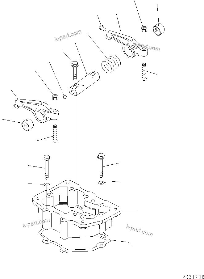 Komatsu parts book diagram for 6D125-1EE S/N 21811-UP: ROCKER ARM AND HOUSING
