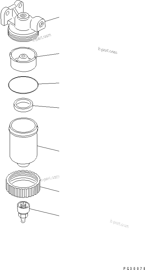Komatsu parts book diagram for 6D125-1EE S/N 21811-UP: WATER SEPARATOR (FOR 13A ALTERNATOR)