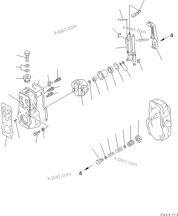 Komatsu parts book diagram for 6D125-1EE S/N 21811-UP: FUEL INJECTION PUMP (GOVERNOR) (1/2)(#21965-29456)