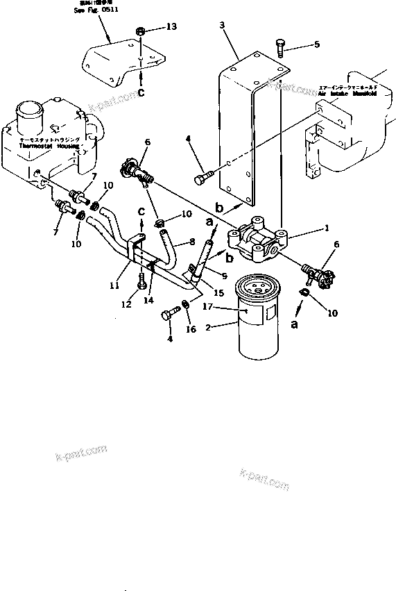 Komatsu parts book diagram for 6D125-1EE S/N 21811-UP: CORROSION RESISTOR AND PIPING
