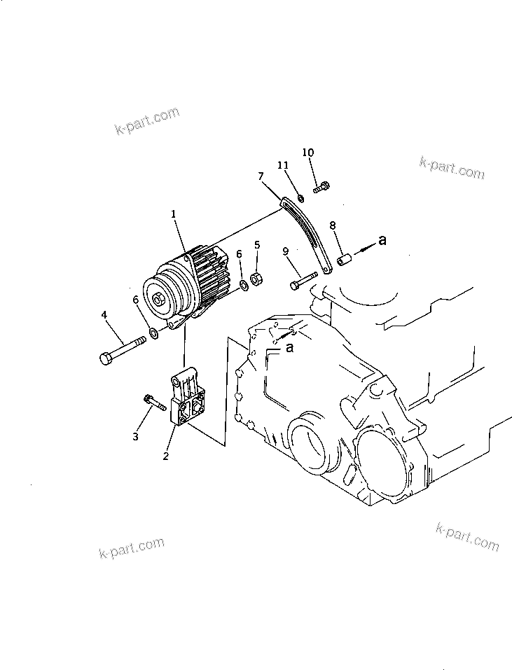 Komatsu parts book diagram for 6D125-1EE S/N 21811-UP: ALTERNATOR AND MOUNTING (13A)
