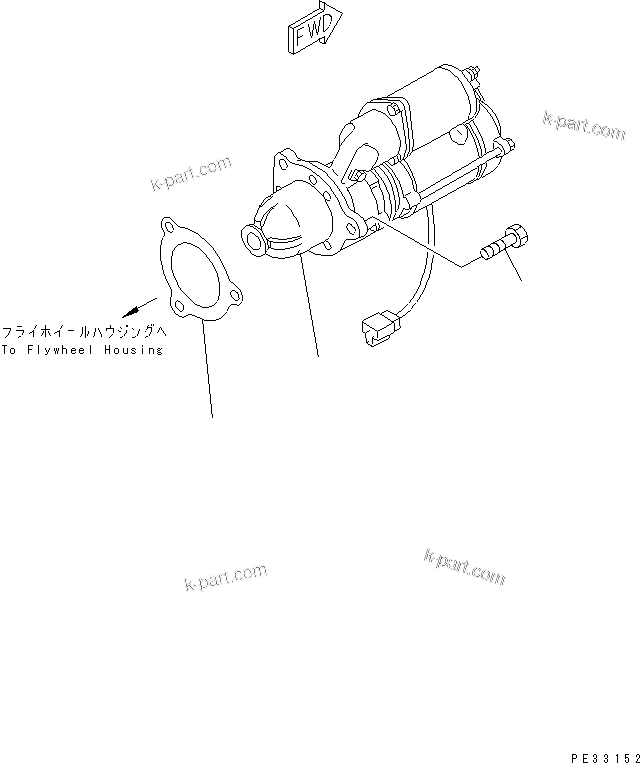 Komatsu parts book diagram for 6D125-1EE S/N 21811-UP: STARTING MOTOR AND MOUNTING (7.5KW)