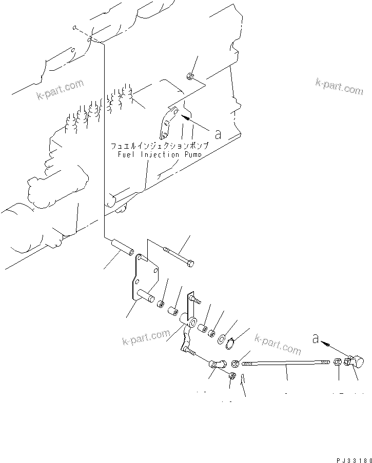 Komatsu parts book diagram for 6D125-1W S/N 10001-UP: FUEL CONTROL LINKAGE