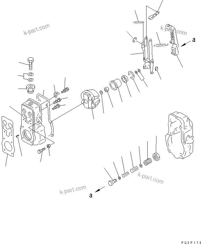Komatsu parts book diagram for 6D125-1W S/N 10001-UP: FUEL INJECTION PUMP (GOVERNOR) (1/2)(#34765-)