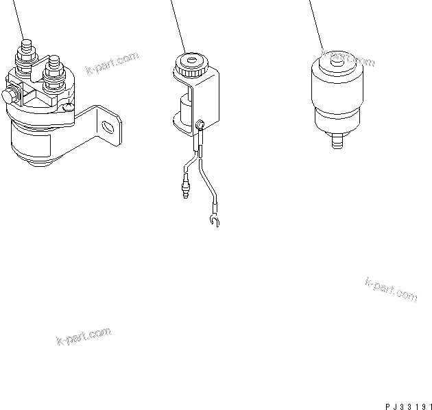Komatsu parts book diagram for 6D125-1W S/N 10001-UP: HEATER SWITCH AND HEATER SIGNAL