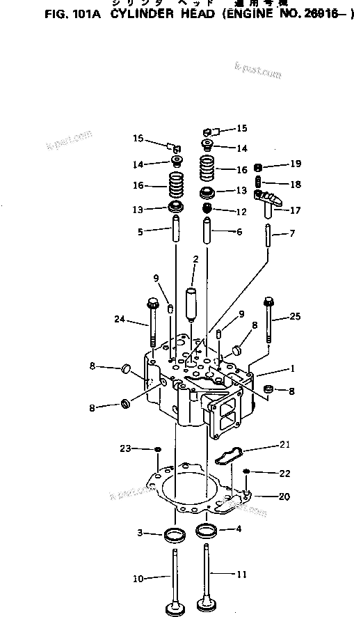 Komatsu parts book diagram for 6D125-1M S/N 10001-UP: CYLINDER HEAD(#26916-)