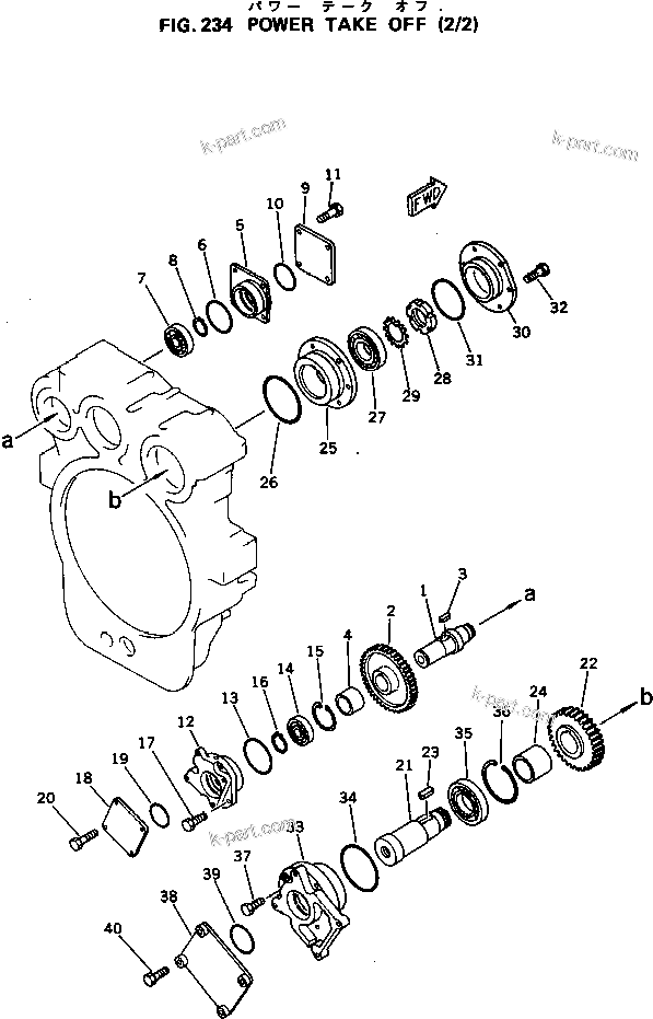 Komatsu parts book diagram for 6D125-1M S/N 10001-UP: POWER TAKE OFF (2/2)